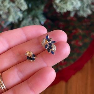 Unique Marquis Sapphire Earrings Set in Yellow Gold - Mix & Match Elegance